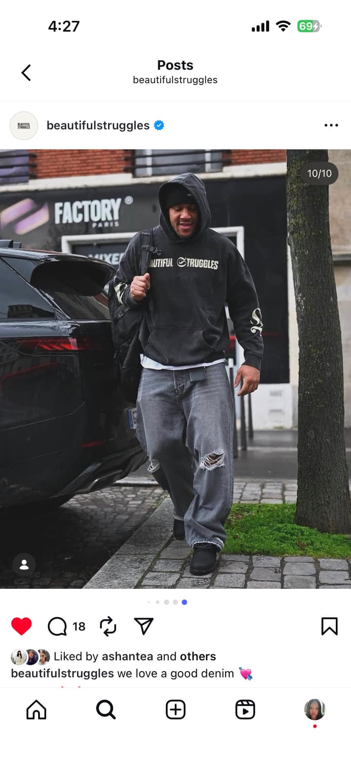 beautiful struggles 데미지 팬츠 그레이 상품이미지4