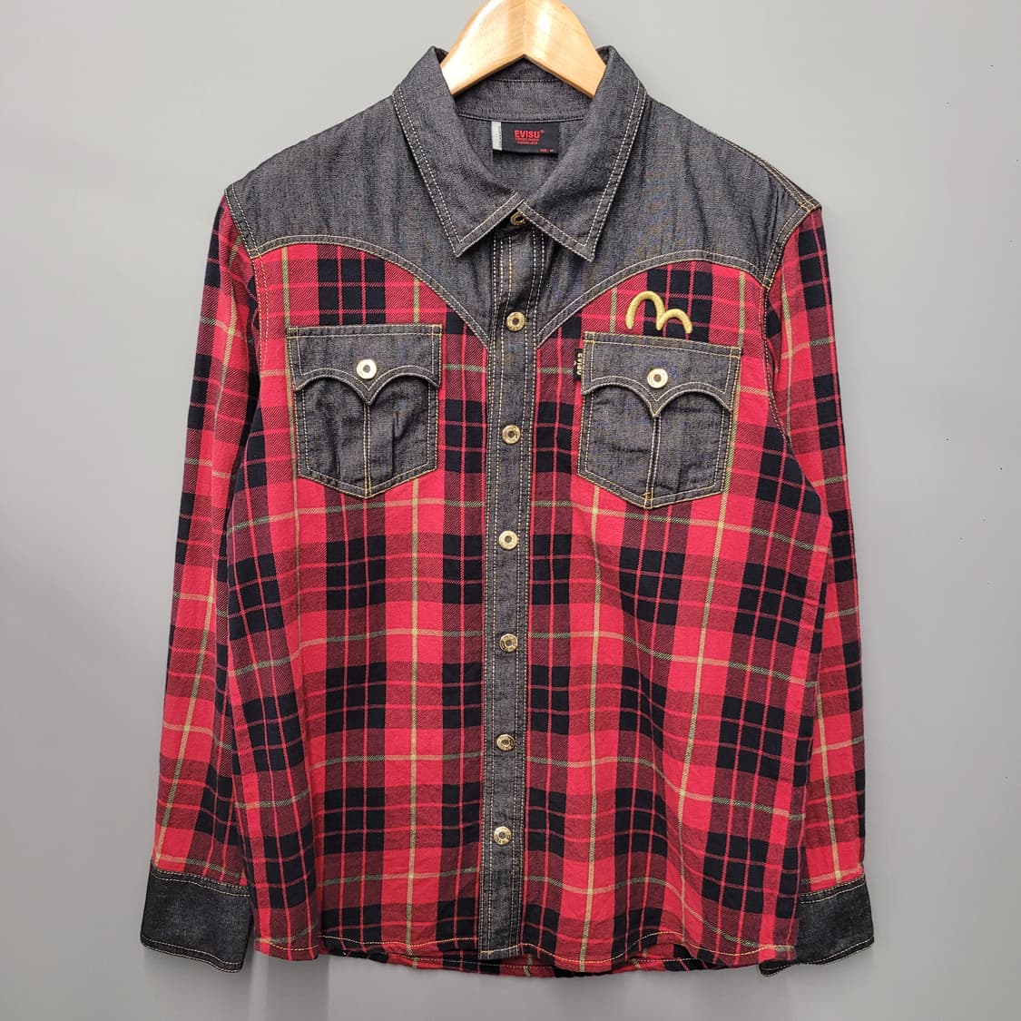 Evisu 에비수 체크 데님 셔츠 레드 상품이미지1