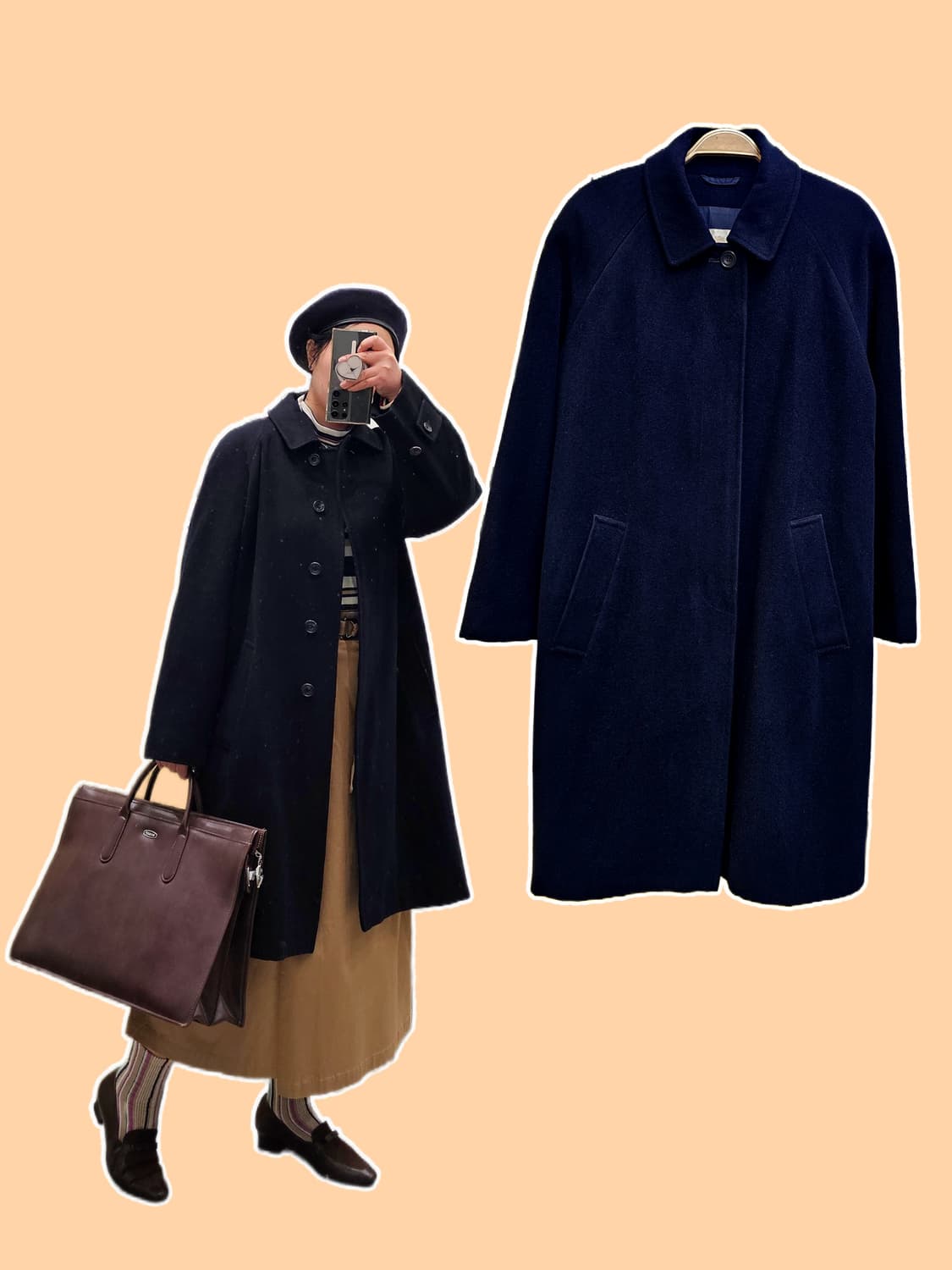 Aquascutum 네이비  앙고라 울 발마칸 코트 상품이미지1