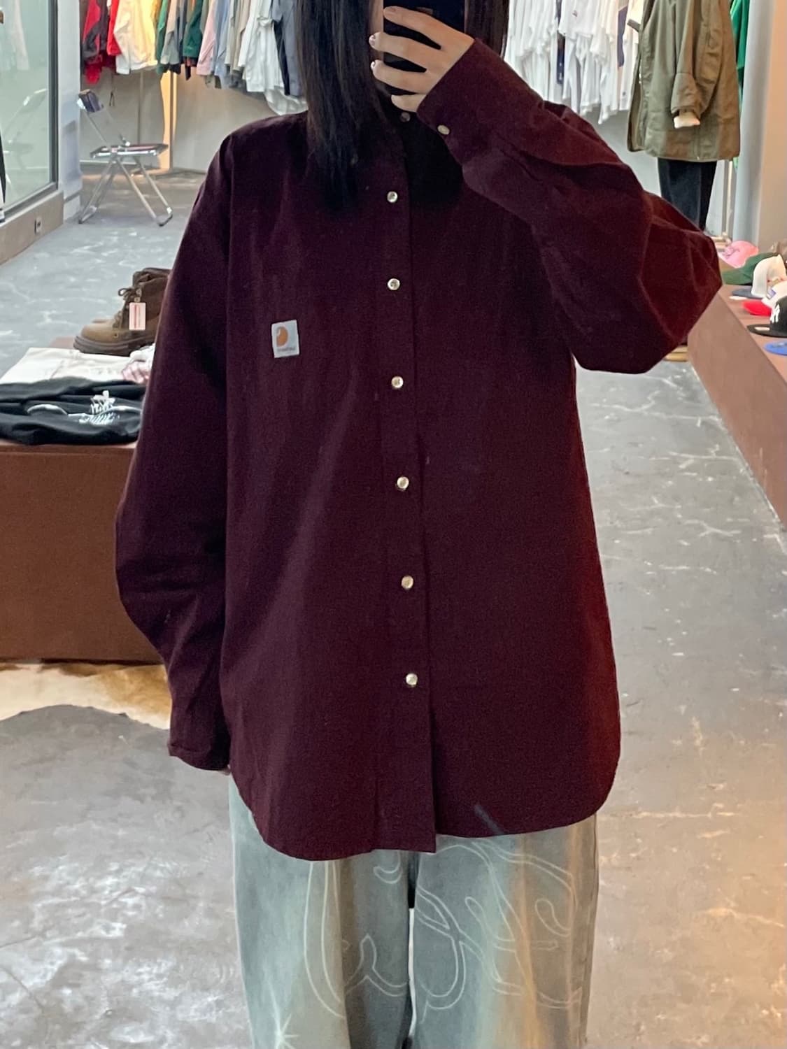 칼하트 버건디 포켓 워크 셔츠 H1717 상품이미지1