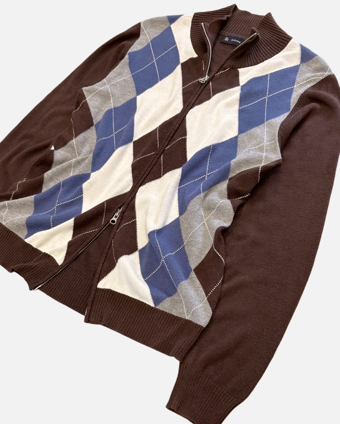 brown argyle knit zip-up 상품이미지3