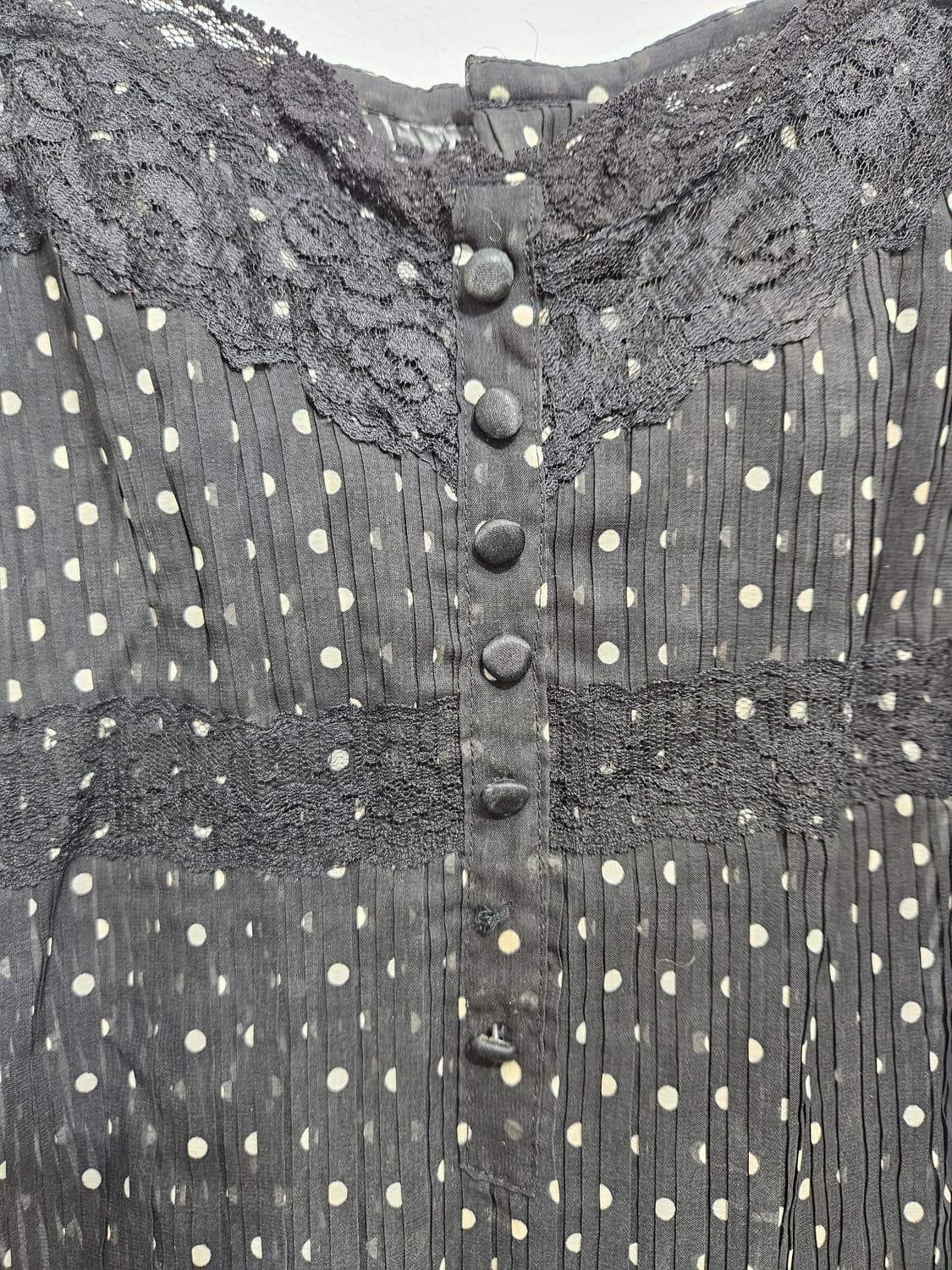 블랙 도트 슬리브리스 탑 상품이미지7