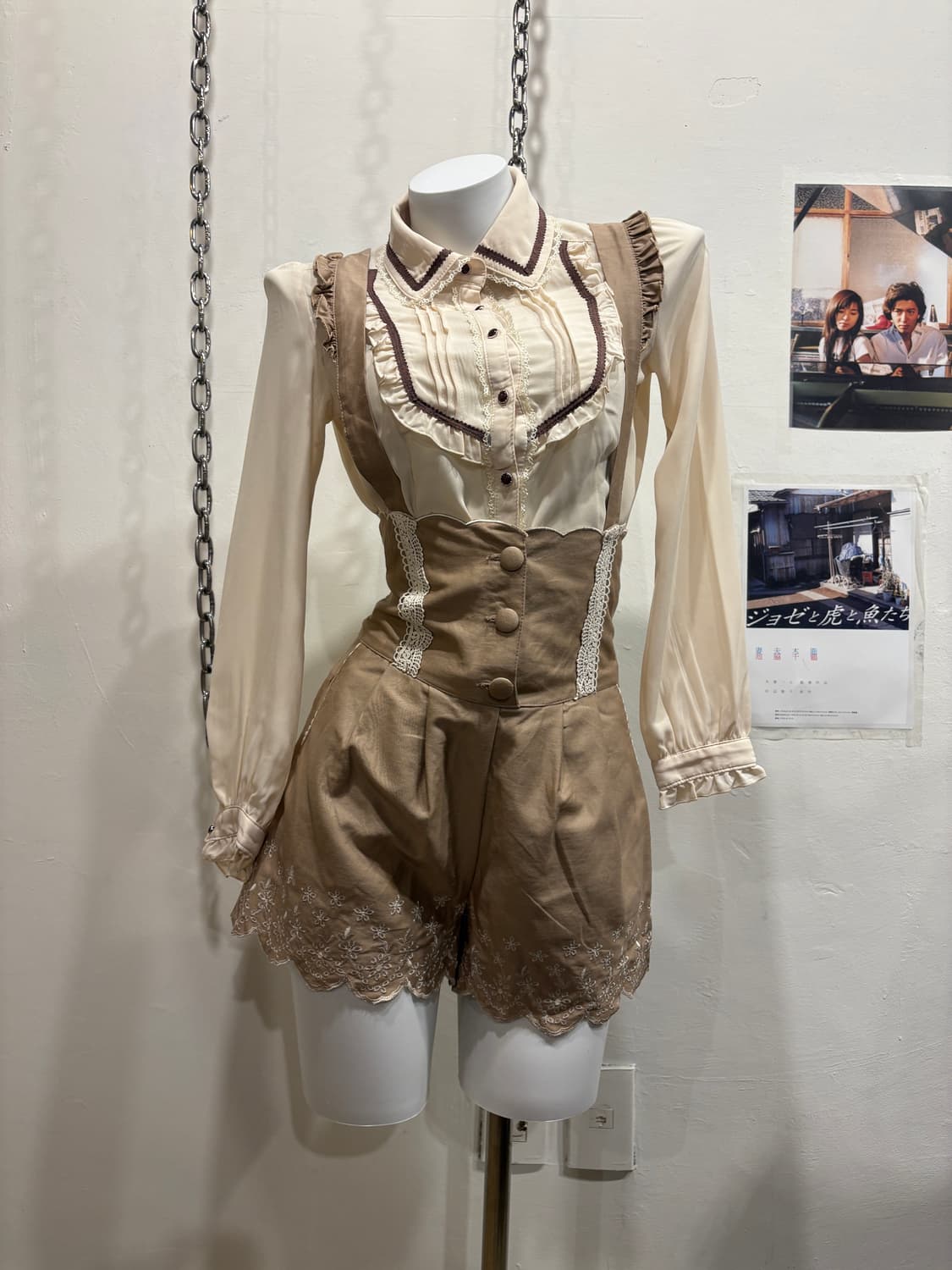 liz lisa 리즈리사 서스펜더 브라운 멜빵 팬츠 라떼 갸루 러블리 상품이미지1