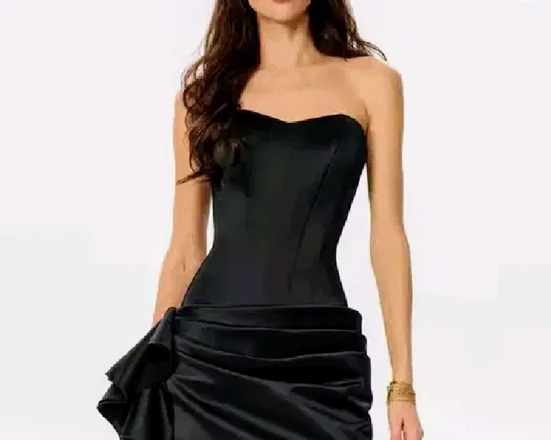 블랙 미니 파티 이브닝 드레스 새틴 오프숄더 캡 원피스 섹시 홀복 연말룩 상품이미지1