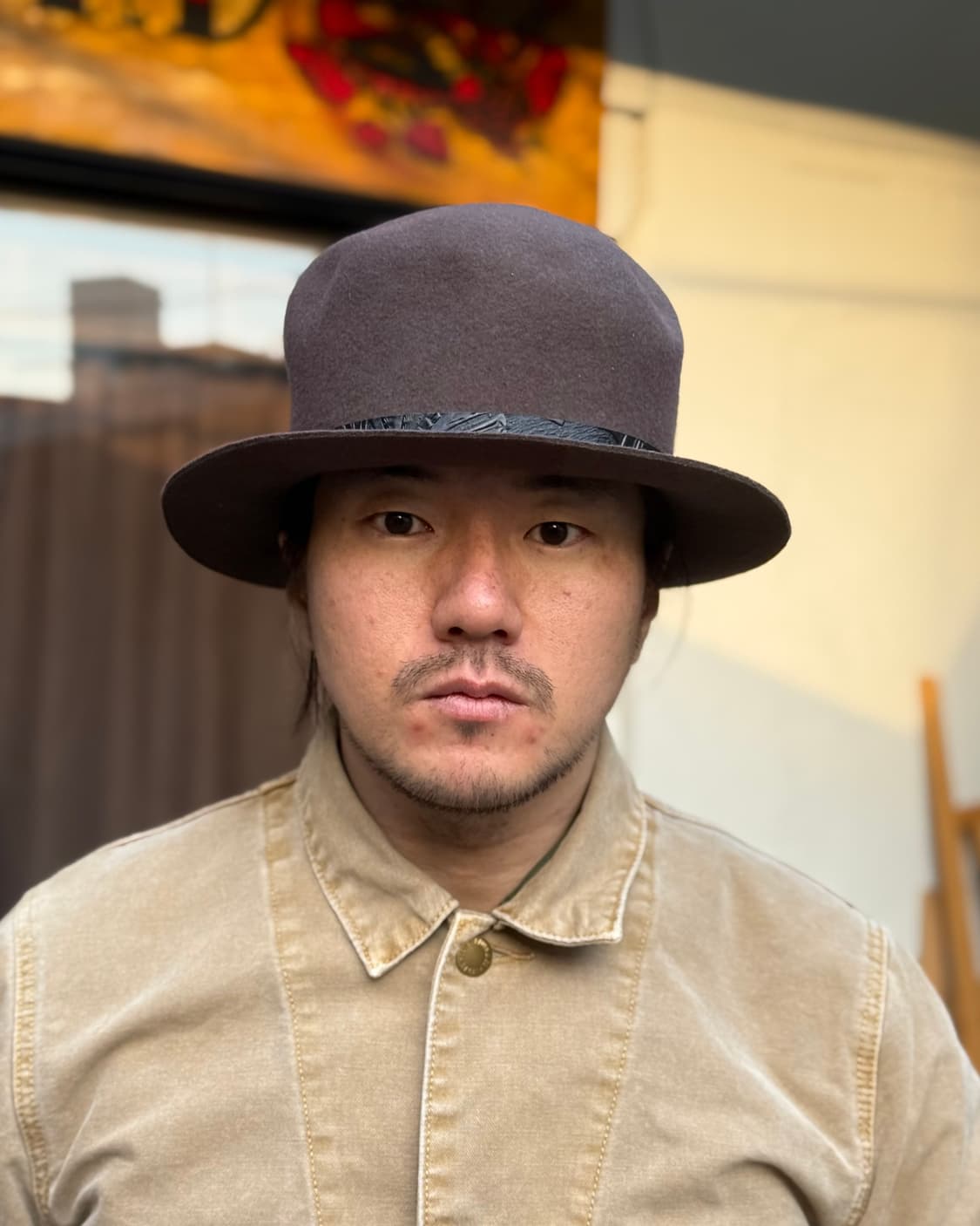 CA4LA 터키석 & 스탬핑 레더 밴드 울 펠트 페도라 OS 상품이미지7