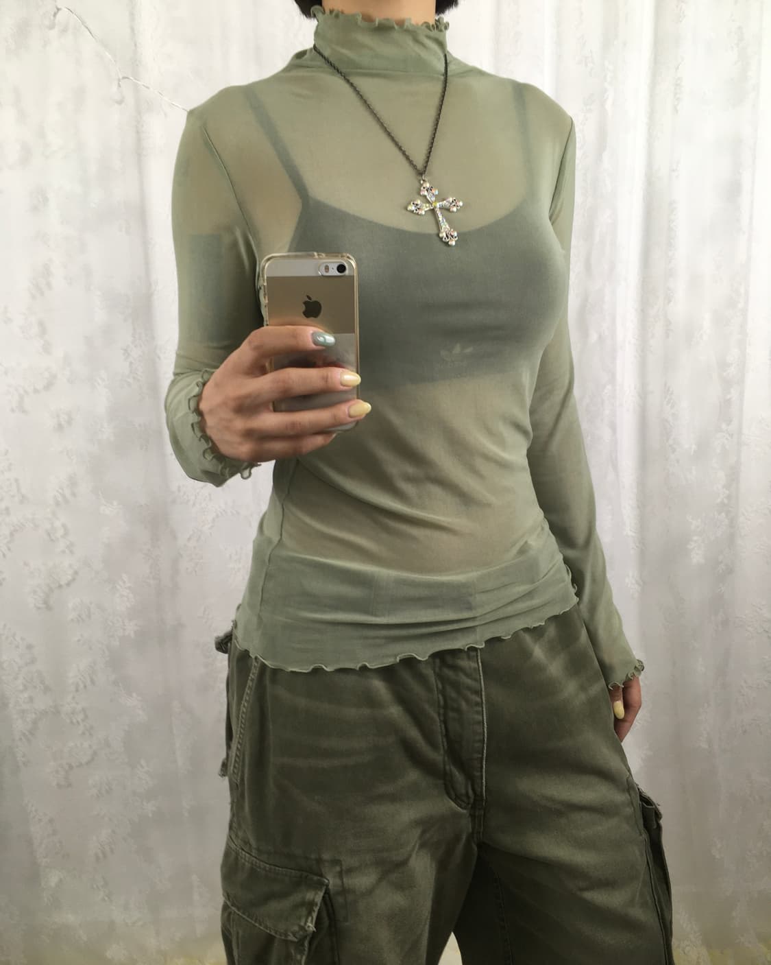 JPN matcha sheer top 상품이미지2