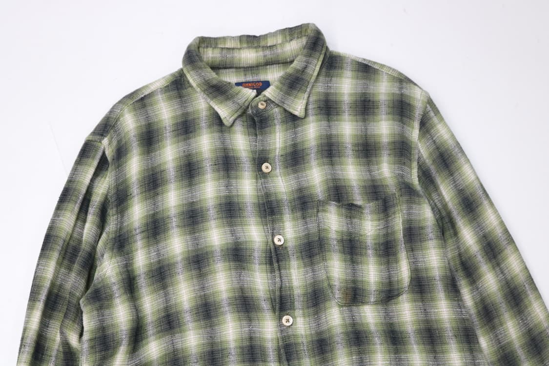 옴니갓 OMNIGOD 올리브 체크 아메카지 워크셔츠  4 상품이미지3