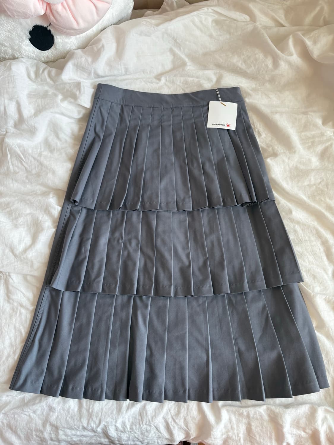 UNKNOWN BLUE 플리츠스커트 그레이 상품이미지3