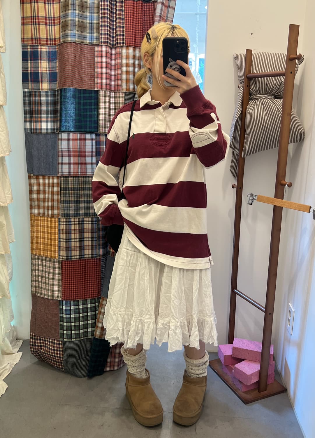 폴로 버건디 스트라이프 카라티 상품이미지6