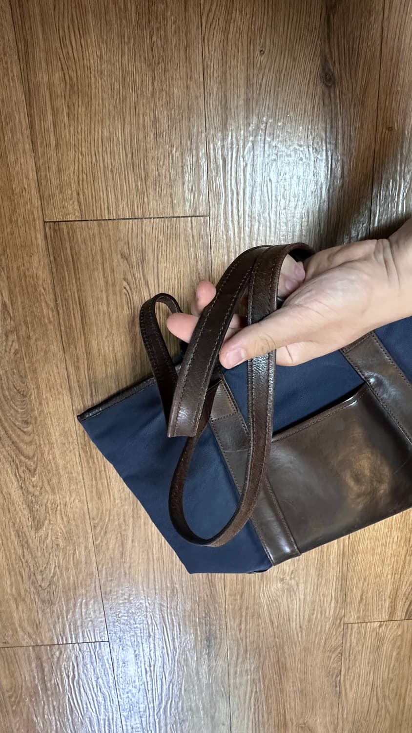 Unipair 유니페어 네이비/브라운 콤비 숄더백 토트백 상품이미지6