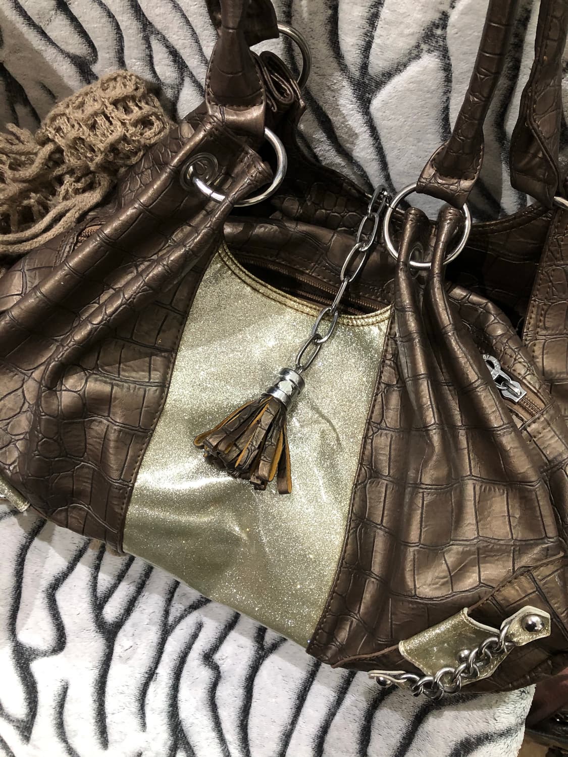 brown snakeskin glitter shoulder bag 상품이미지5