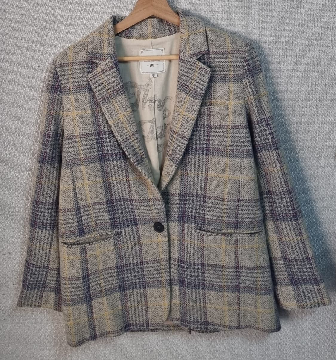 S ) 써스데이아일랜드 체크 울혼방 자켓 상품이미지1