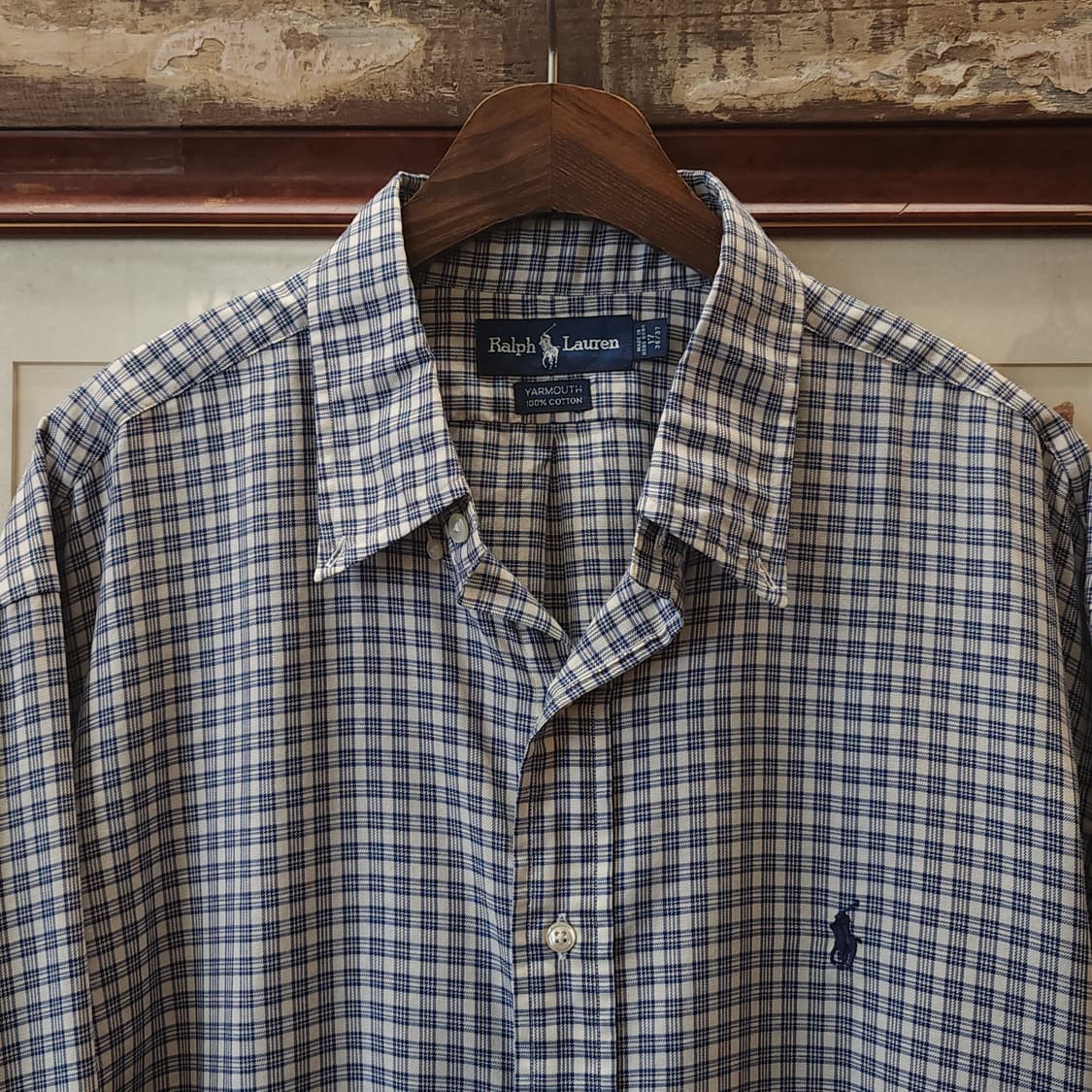 90s 폴로 랄프로렌 체크셔츠 마이크로 체크 유니버시티 셔츠 시티보이xl 상품이미지3