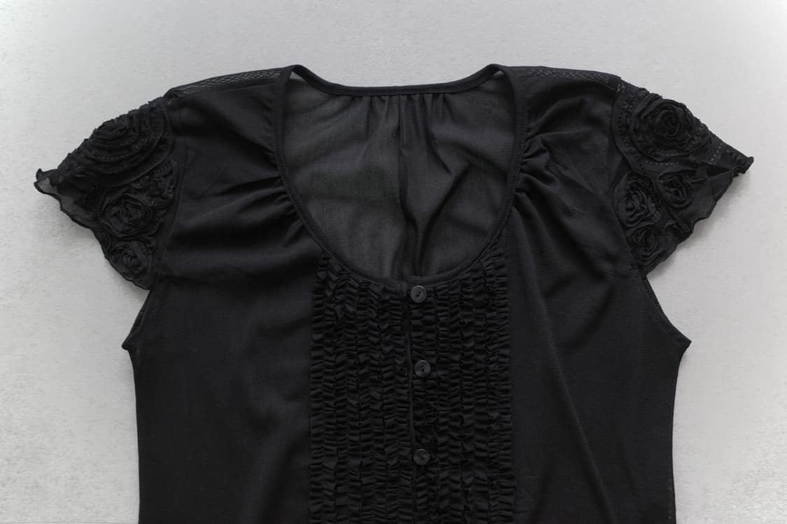 flower see-through half blouse 상품이미지3