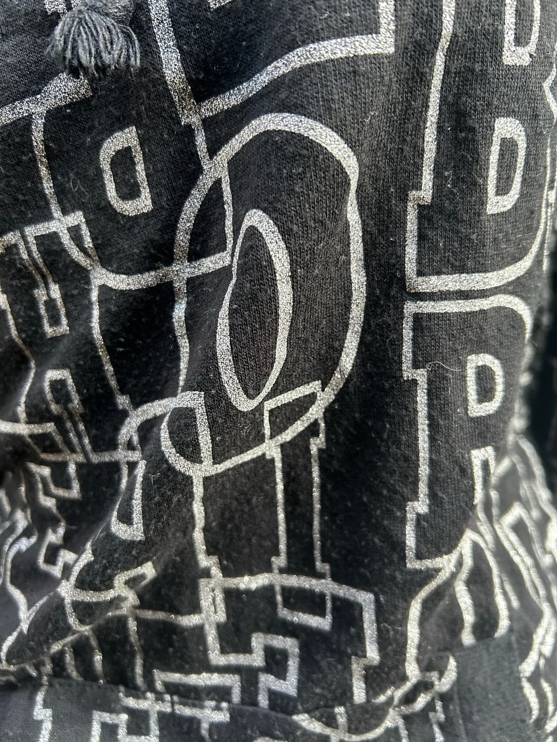 2000s JPN 갸루 실버 프린팅 블랙 후드티 상품이미지3