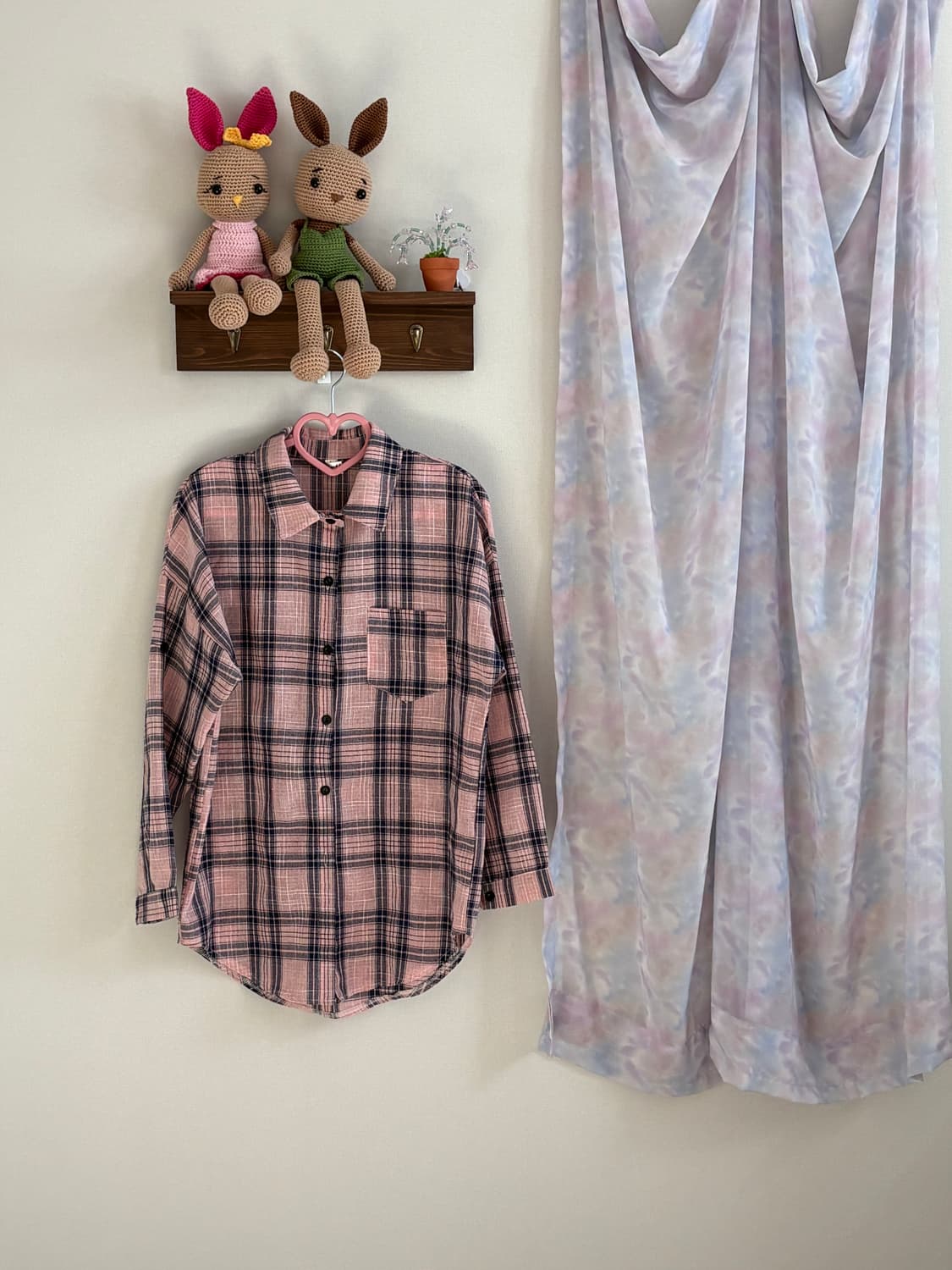 핑크 체크 셔츠 상품이미지1