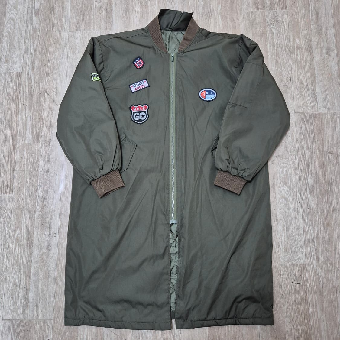 3 ALL STAFF 와펜 누빔 롱 야상 항공 점퍼 상품이미지1