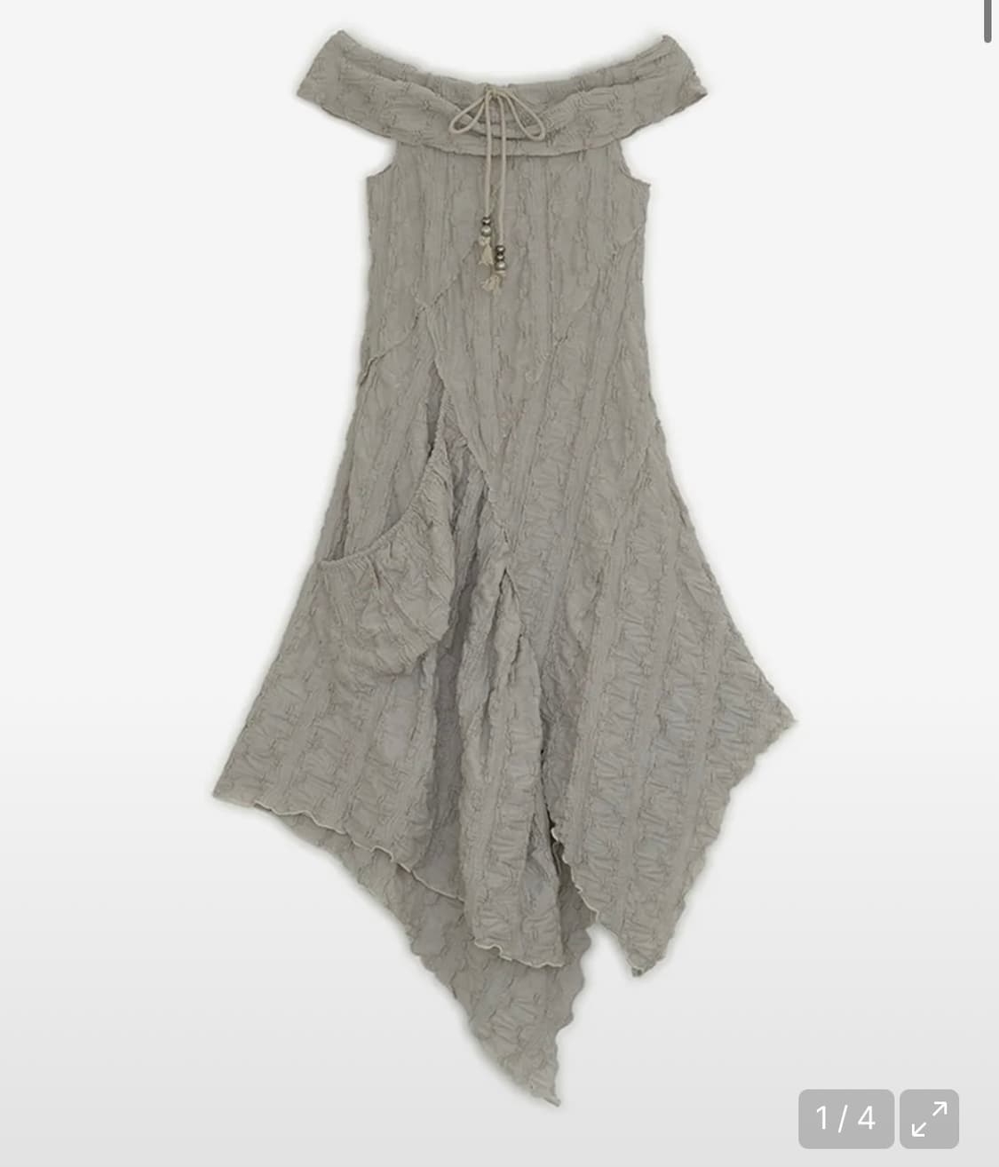 드로우 스트링 오프숄더 드레스 (베이지) 허그 유어 스킨 상품이미지1