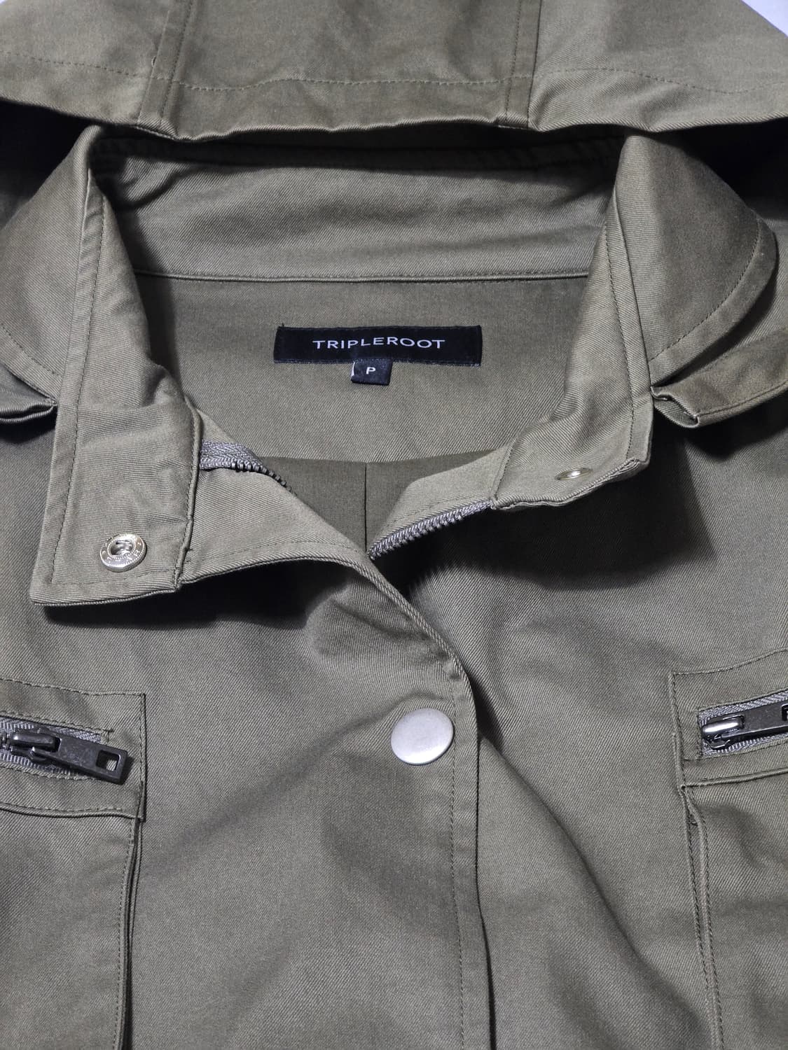 TRIPLEROOT 카키 후드 코트 P 새상품 상품이미지3
