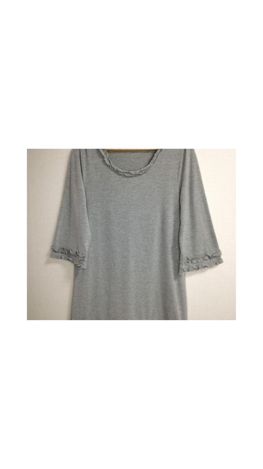 빈티지 그레이 겹프릴 미디 원피스 상품이미지3