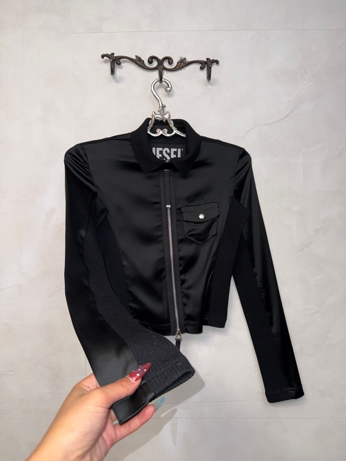 DIESEL satin crop jacket black 상품이미지3