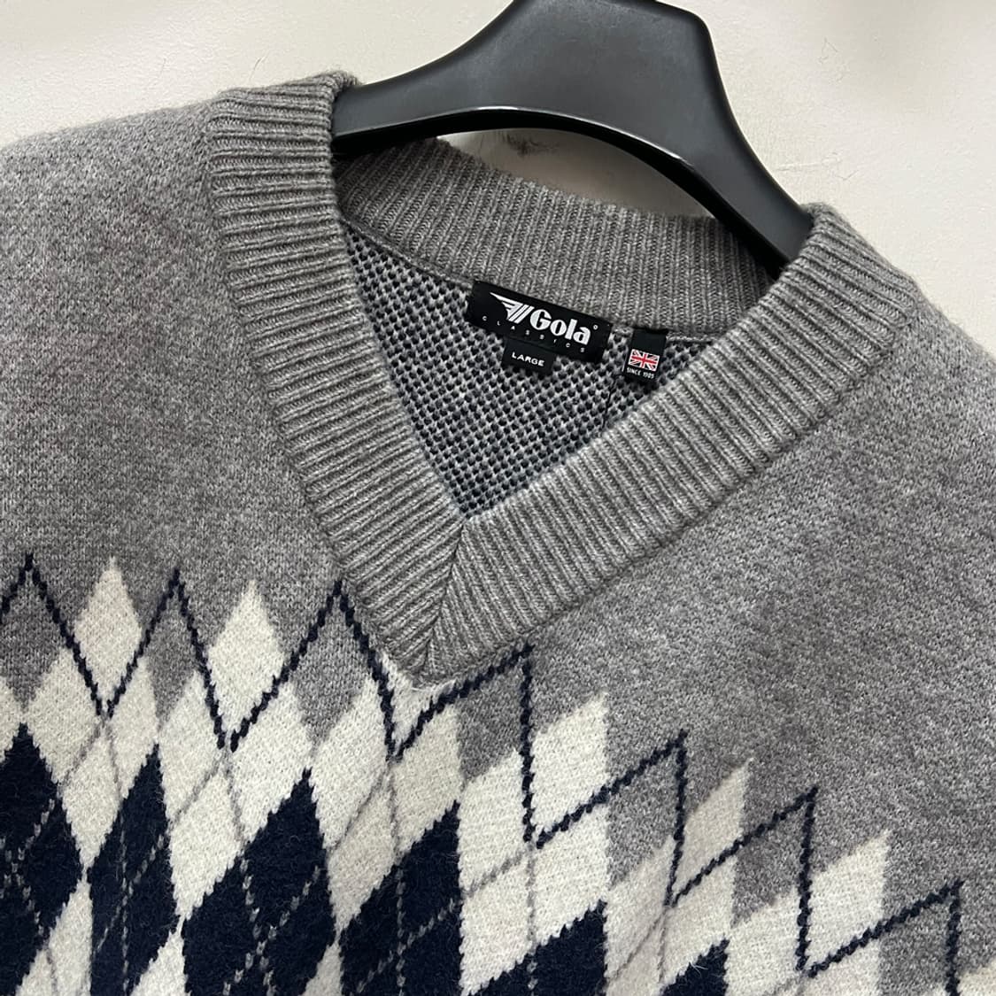 Gola 골라 오버핏 아가일 니트 베스트 조끼 L 상품이미지3