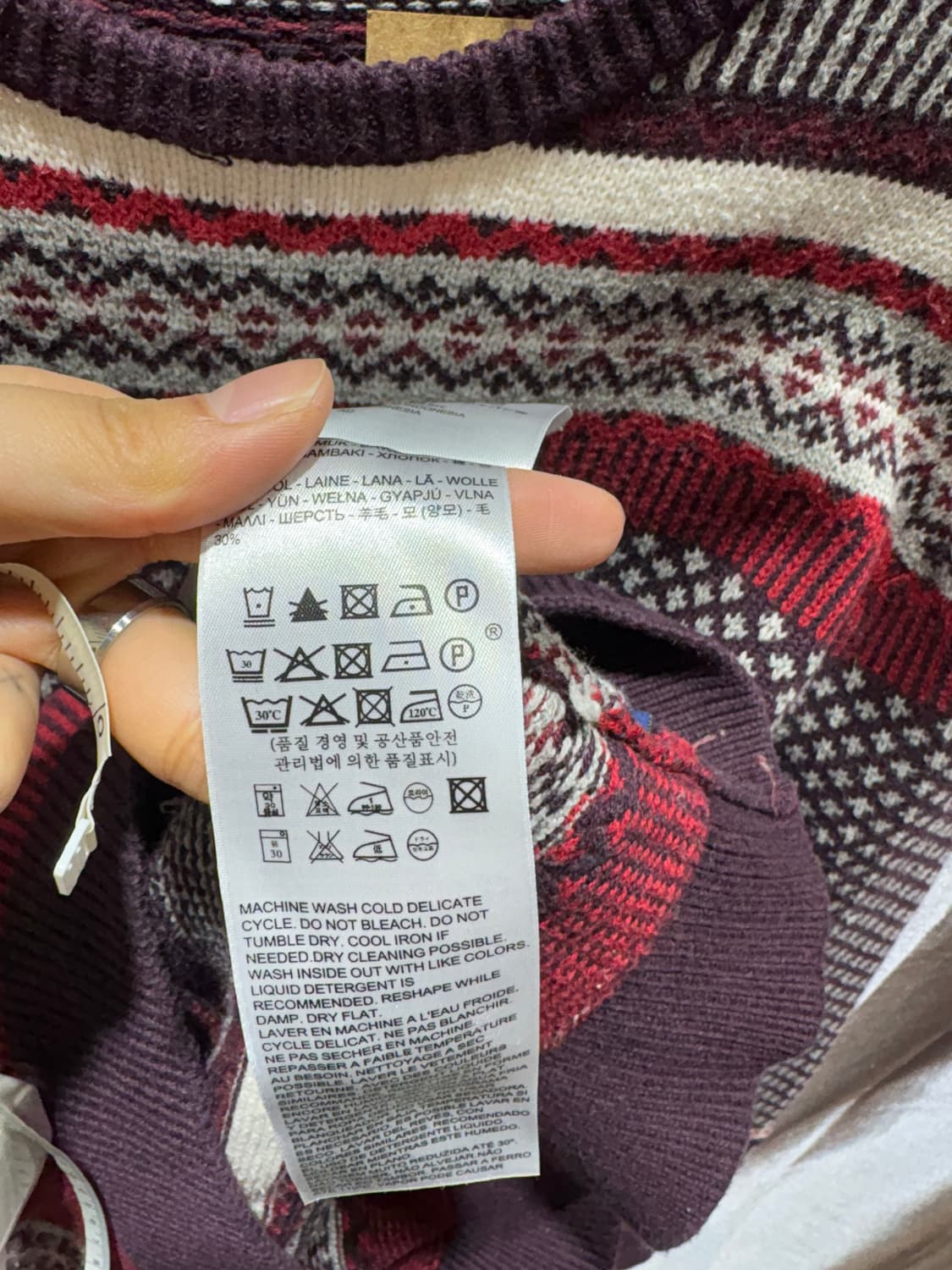 M 리바이스 웨스턴 패턴 레드 니트 상품이미지6