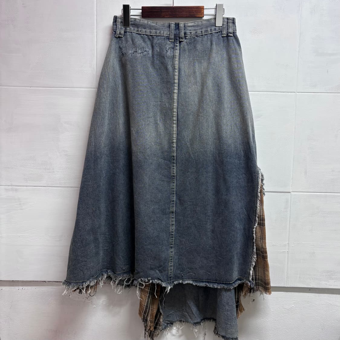 데님 패치워크 데미지 그런지 히피 롱 스커트 JPN 상품이미지4