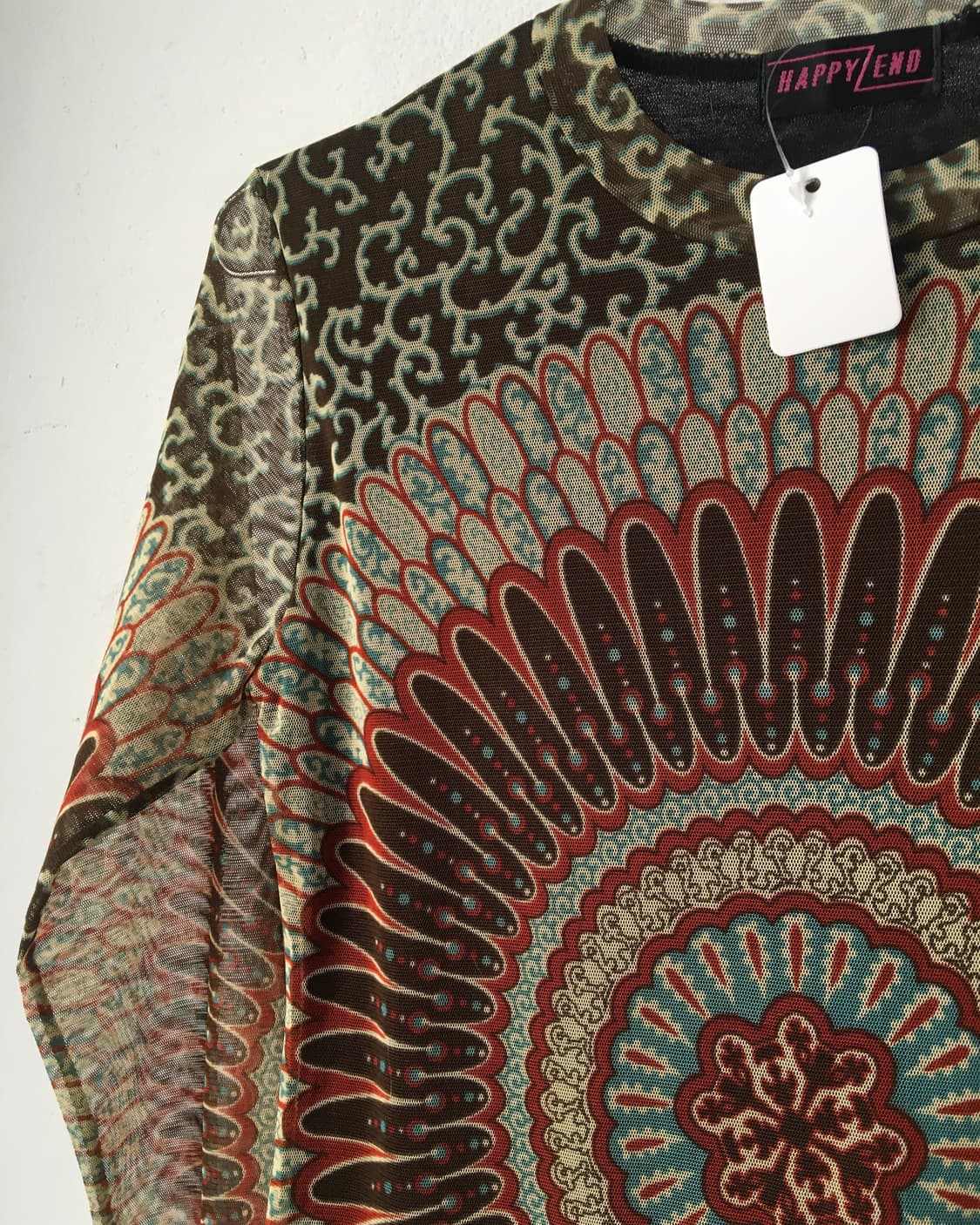 Ethnic pattern point mesh sleeve 상품이미지4