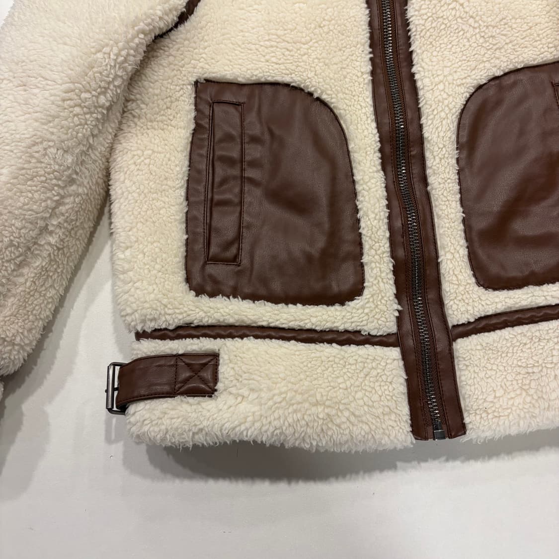 [S] 리바이스 양털 보아 퍼 자켓 화이트 브라운 B633 상품이미지8
