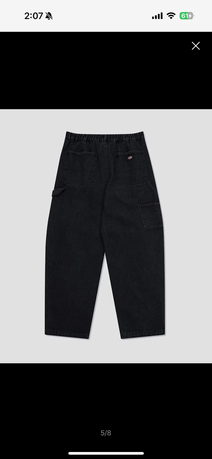 디키즈 투 플리츠 벌룬 워크 데님팬츠 Black 상품이미지2