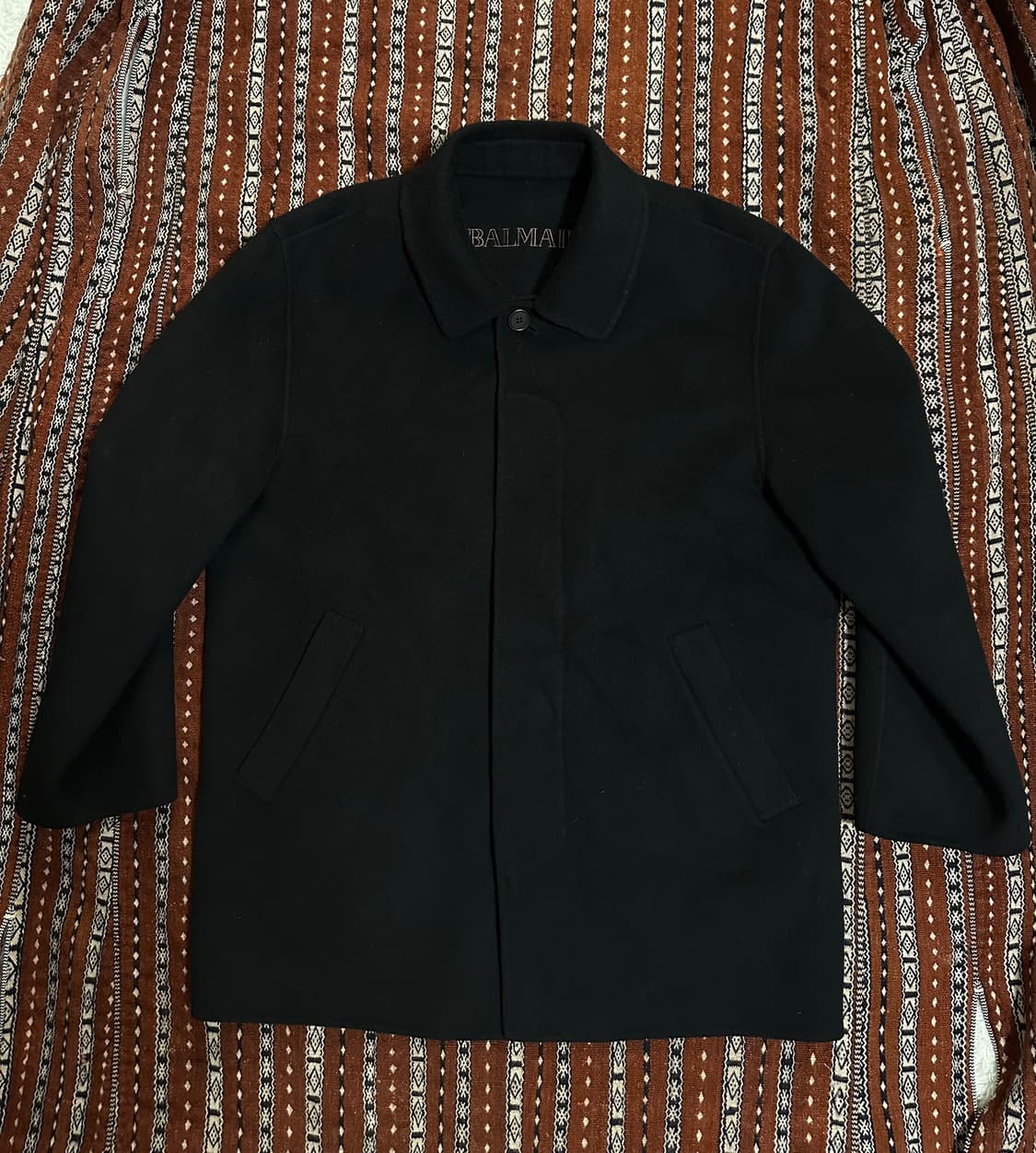 발망 블랙 체크 패턴 코트 상품이미지3