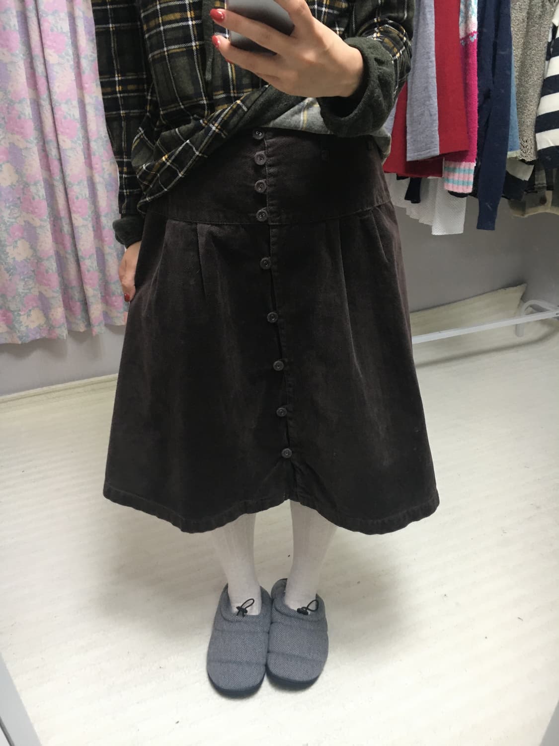 브라운 코듀로이 스커트 상품이미지4