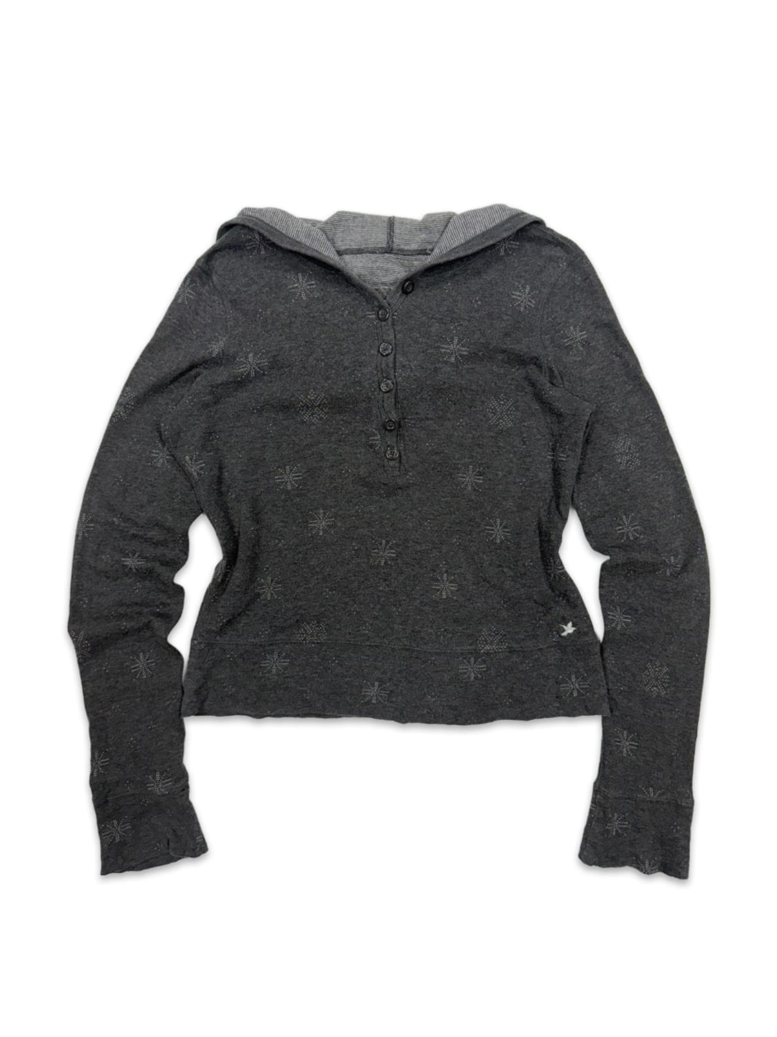 빈티지 Aerie 그레이 롱 슬리브 하프단추 후드티 상품이미지1
