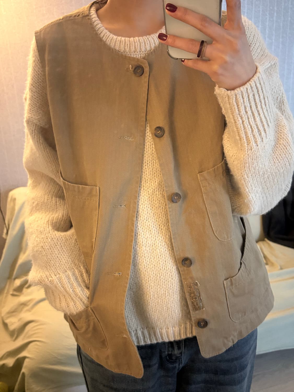 모노플로우 베이지 아메카지 더블포켓 베스트 상품이미지3