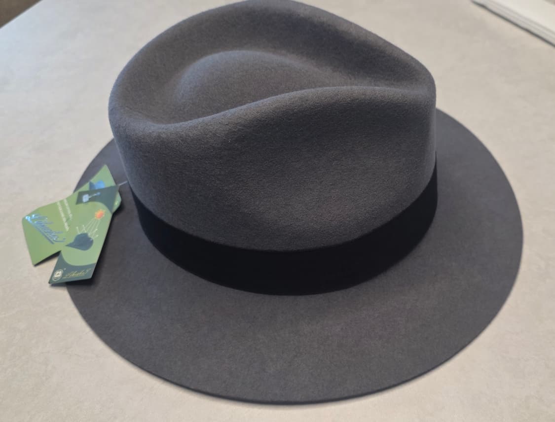 프리미엄 100%양모 페도라 그레이 블랙리본 사이즈 57cm 상품이미지1