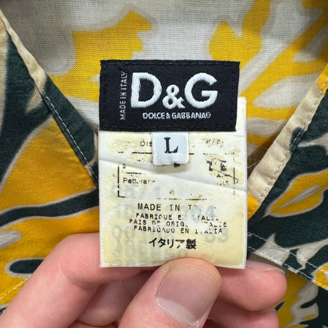 00s 돌체앤가바나 셔츠 전후면 플로럴 패턴 포인트 옐로우 상품이미지6