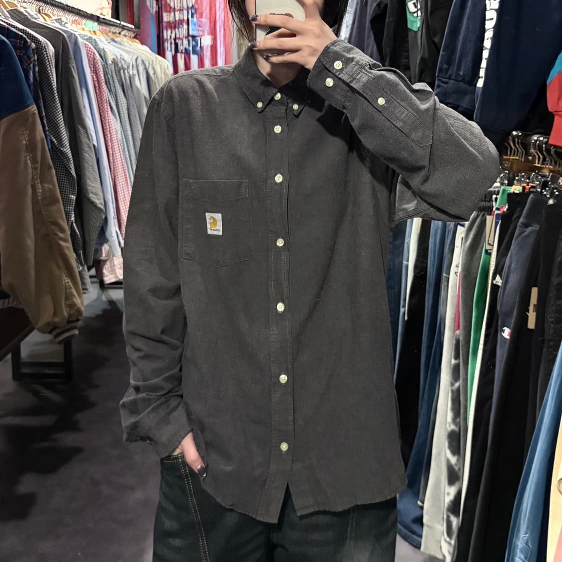 [IM] Carhartt 칼하트 긴팔 셔츠 차콜그레이 상품이미지1