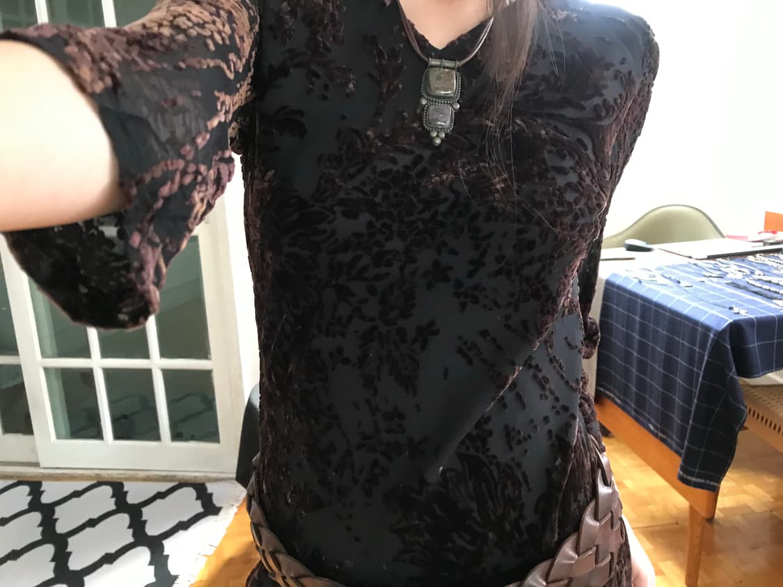 vintage velvet pattern one-piece 상품이미지3