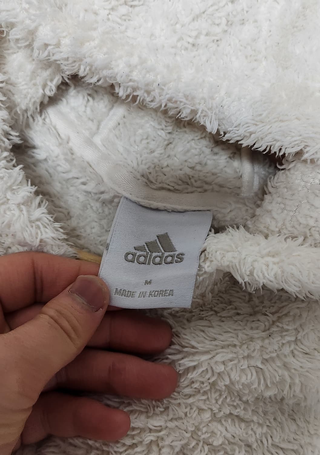 아디다스 삼선 흰검 뽀글이 후리스 후드 자켓 상품이미지5