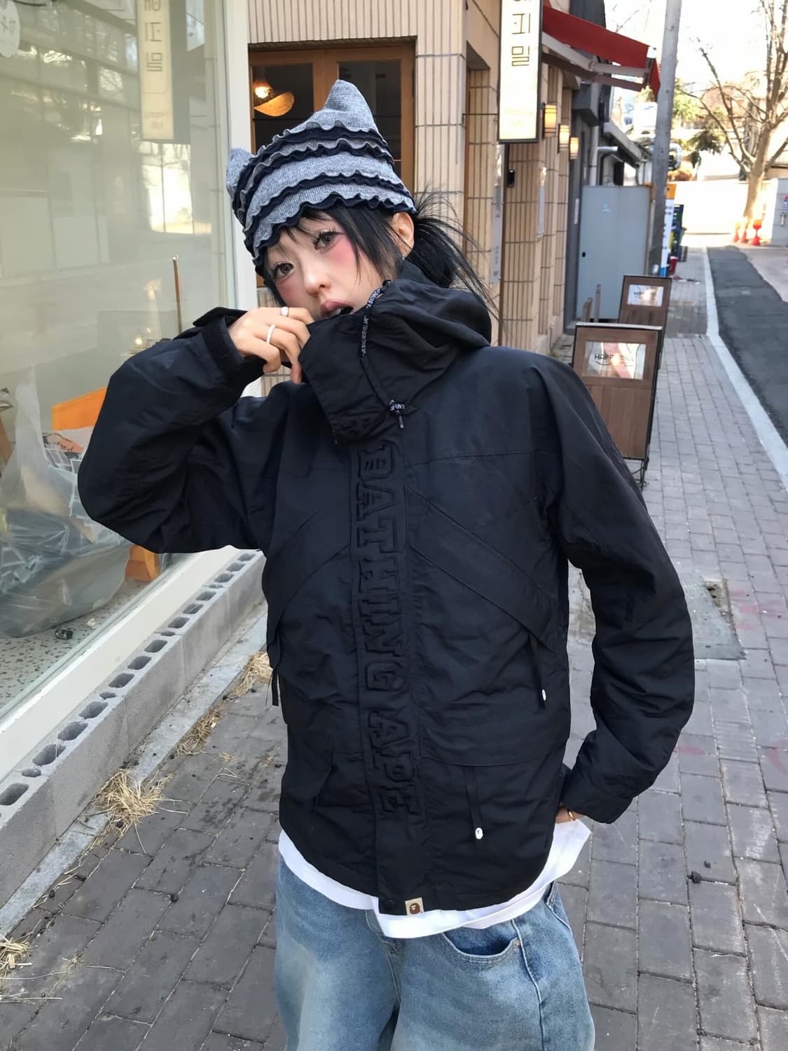 Bape Embroidery High Neck Windbreaker 상품이미지1