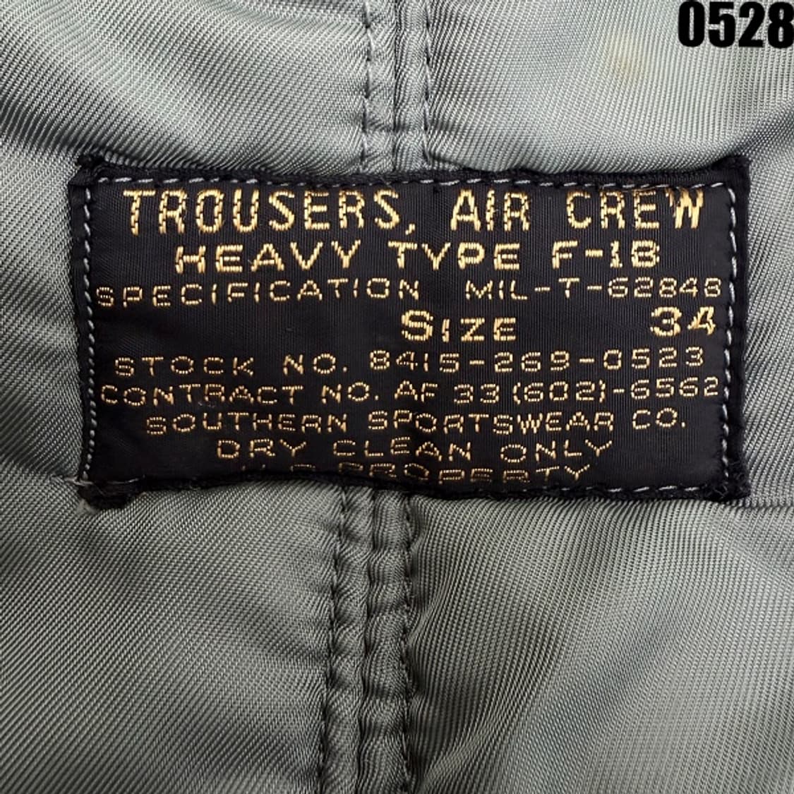 USA 공군 F-1B 혹한기용 비행 바지 34 0528 상품이미지5