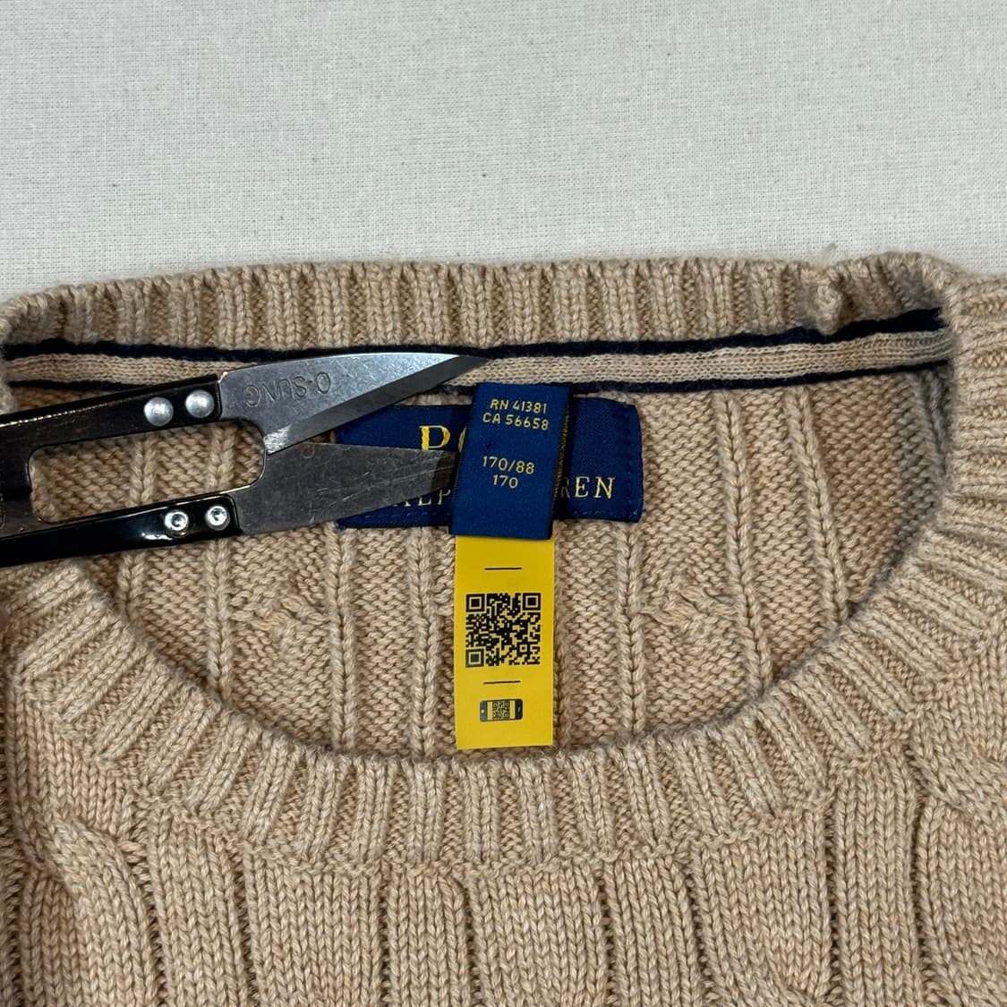 M) 폴로 랄프로렌 케이블 꽈배기 니트 탄 브라운 신형 큐알탭 상품이미지7