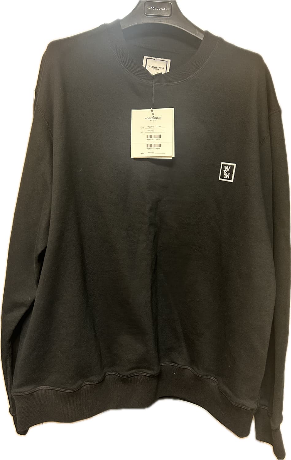 WOOYOUNGMI 검정 맨투맨 미착용상품(비닐포장X) 남성L사이즈 50 상품이미지1
