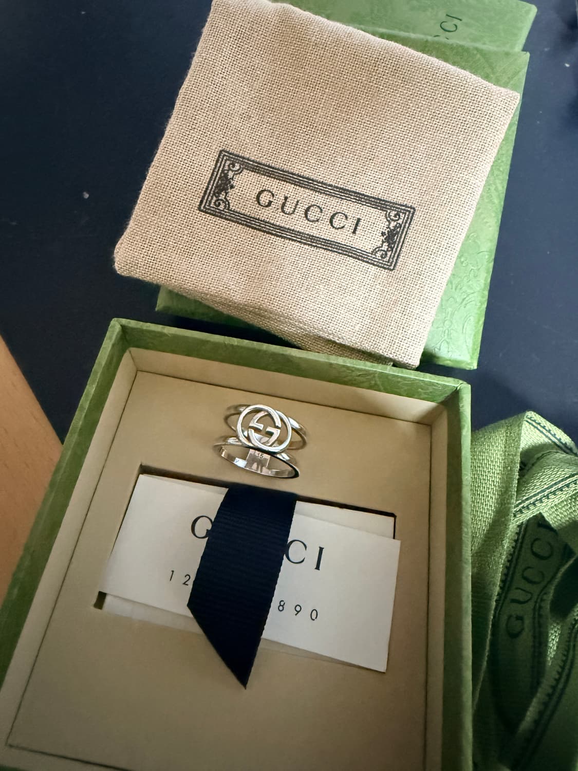 15호 구찌 인터로킹 G 와이드 오픈밴드 스털링 실버 반지 상품이미지1