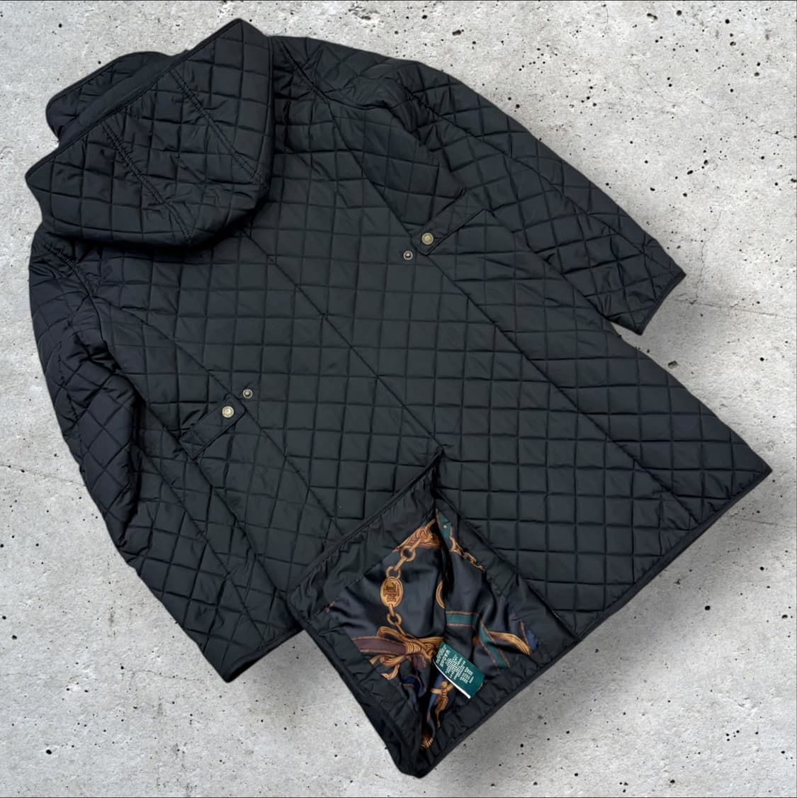 [S] 폴로랄프로렌 블랙 퀼팅 후드 롱 코트 B472 상품이미지2