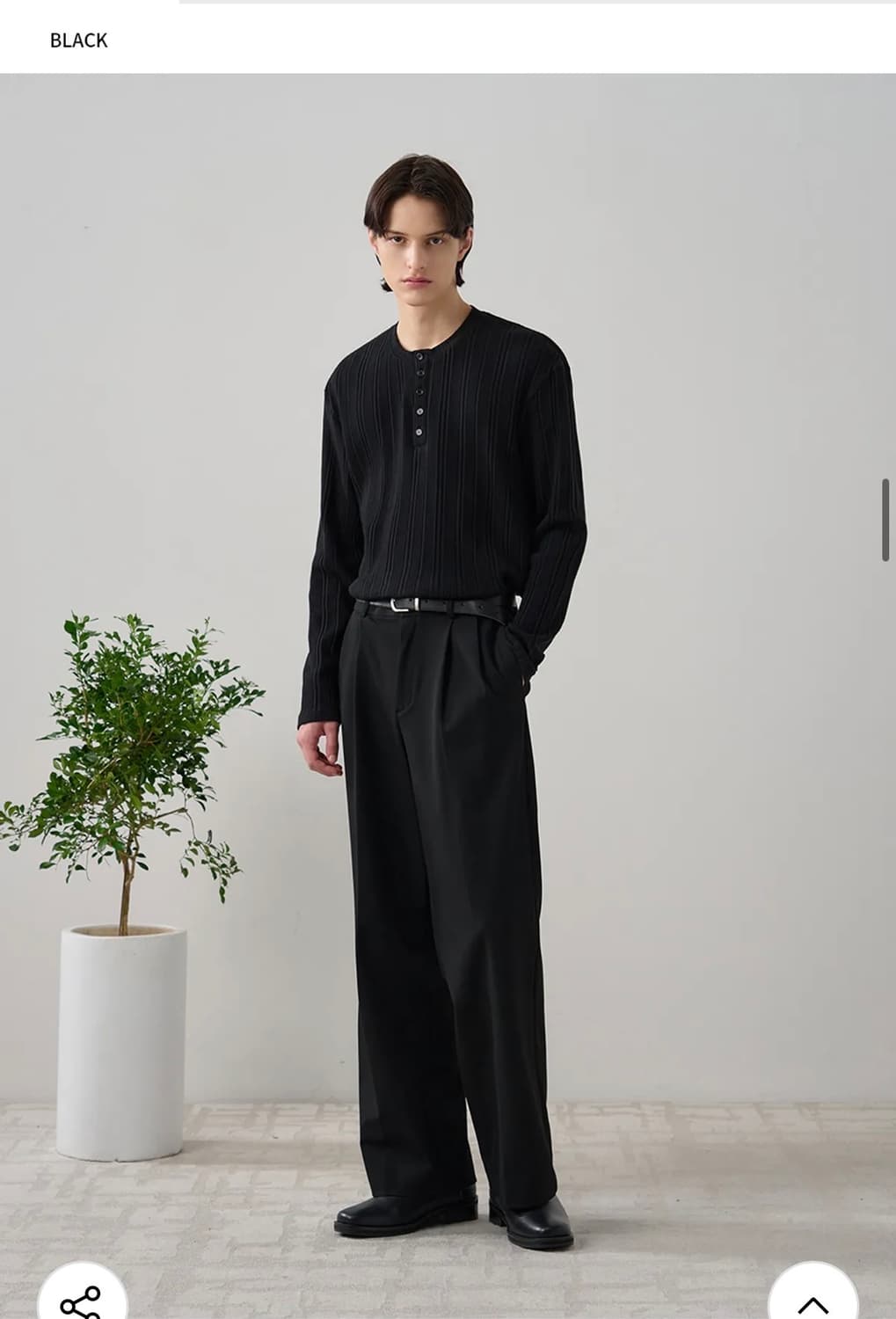 (XL) 드로우핏 리브드 헨리넥 티셔츠 [BLACK] 판매 상품이미지2