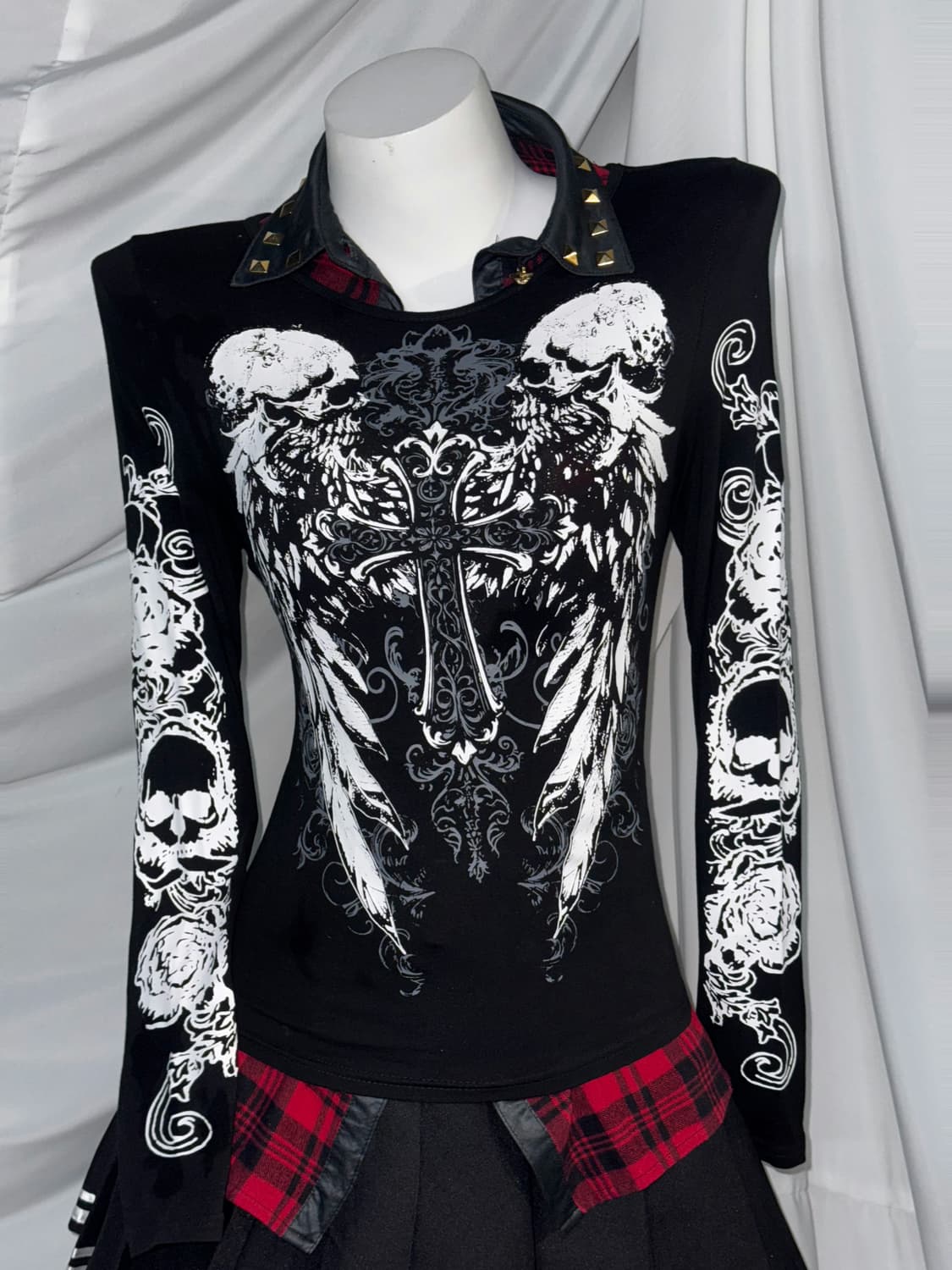 리즈리사 플레이보이 나나펑크 십자가 해골 딱붙 스터드 코디세트  상품이미지5