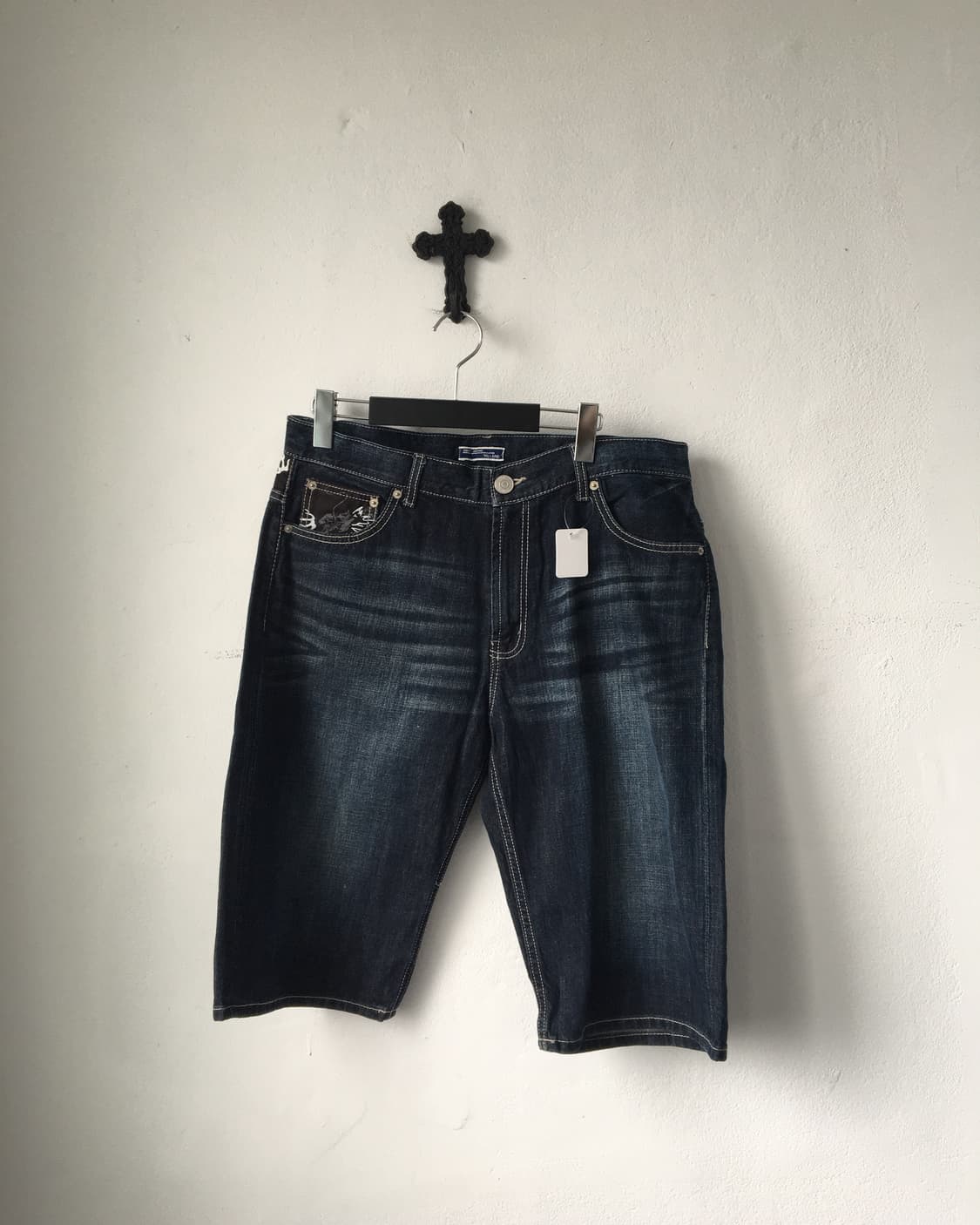 Oriental needle work denim half pants 상품이미지3