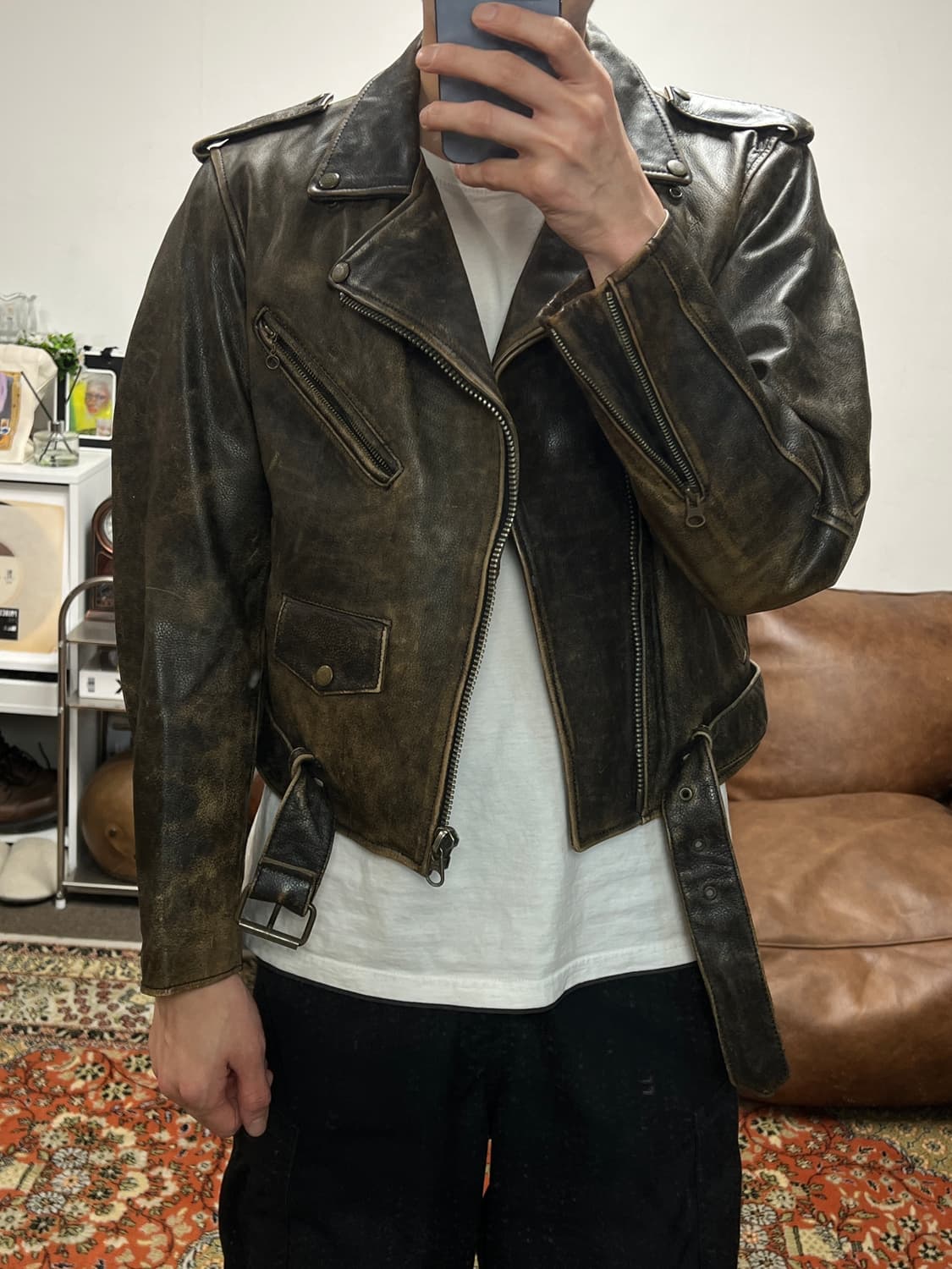 [M] GSC 소가죽 빈티지 라이더 가죽자켓 상품이미지4